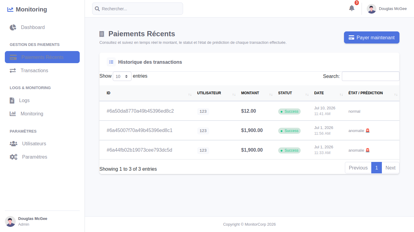 Aperçu Système de paiement sécurisé & ML